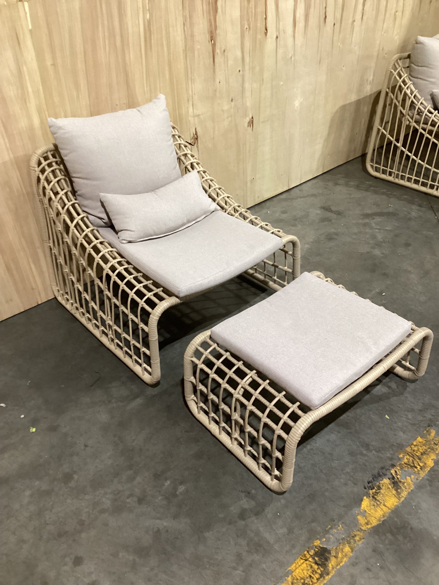 Adri Outdoor Living Package Chair + Ottoman Olefin Natural