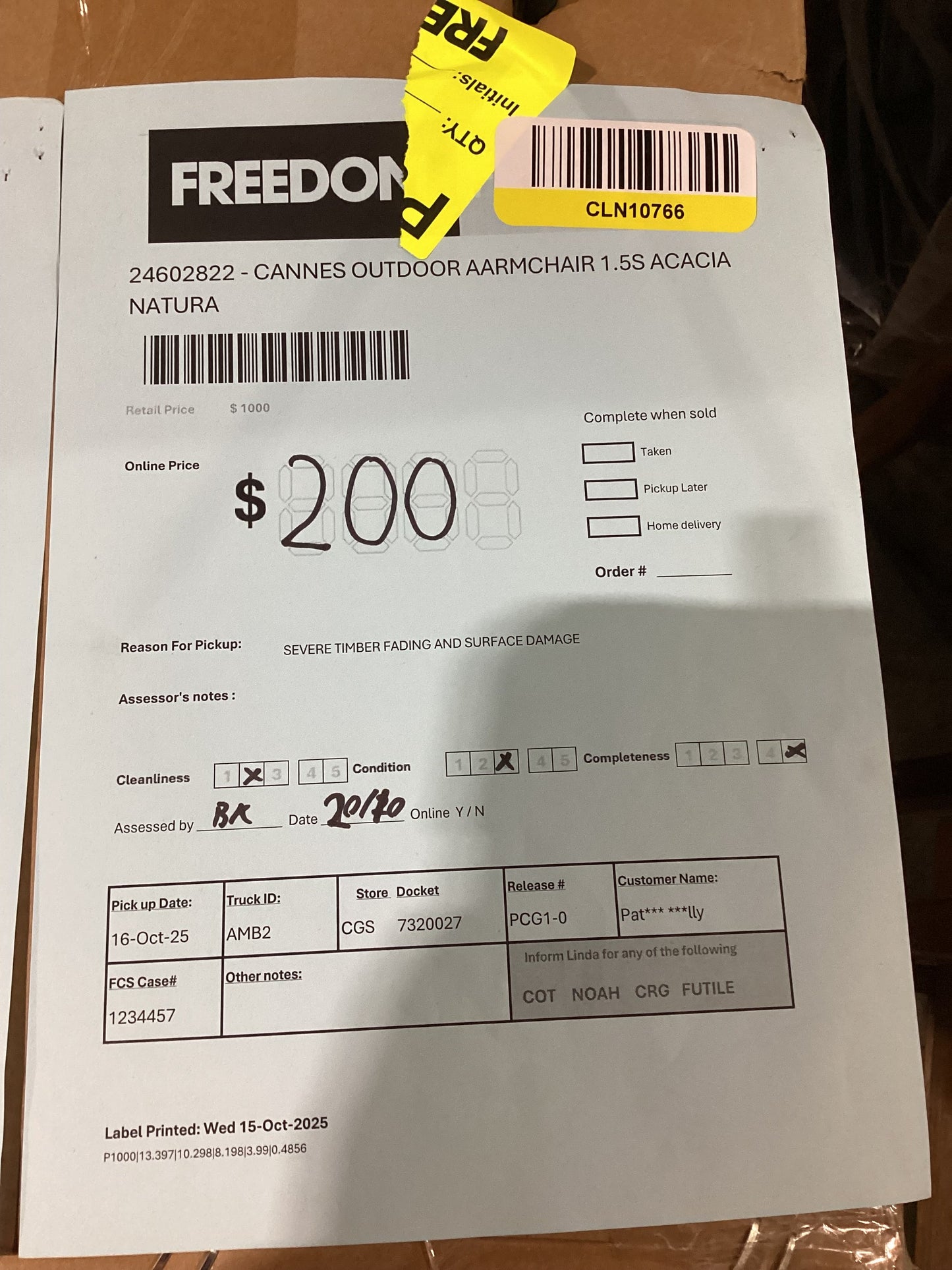 NSW CLN10766 Cannes Outdoor Armchair 1.5S Acacia Natural