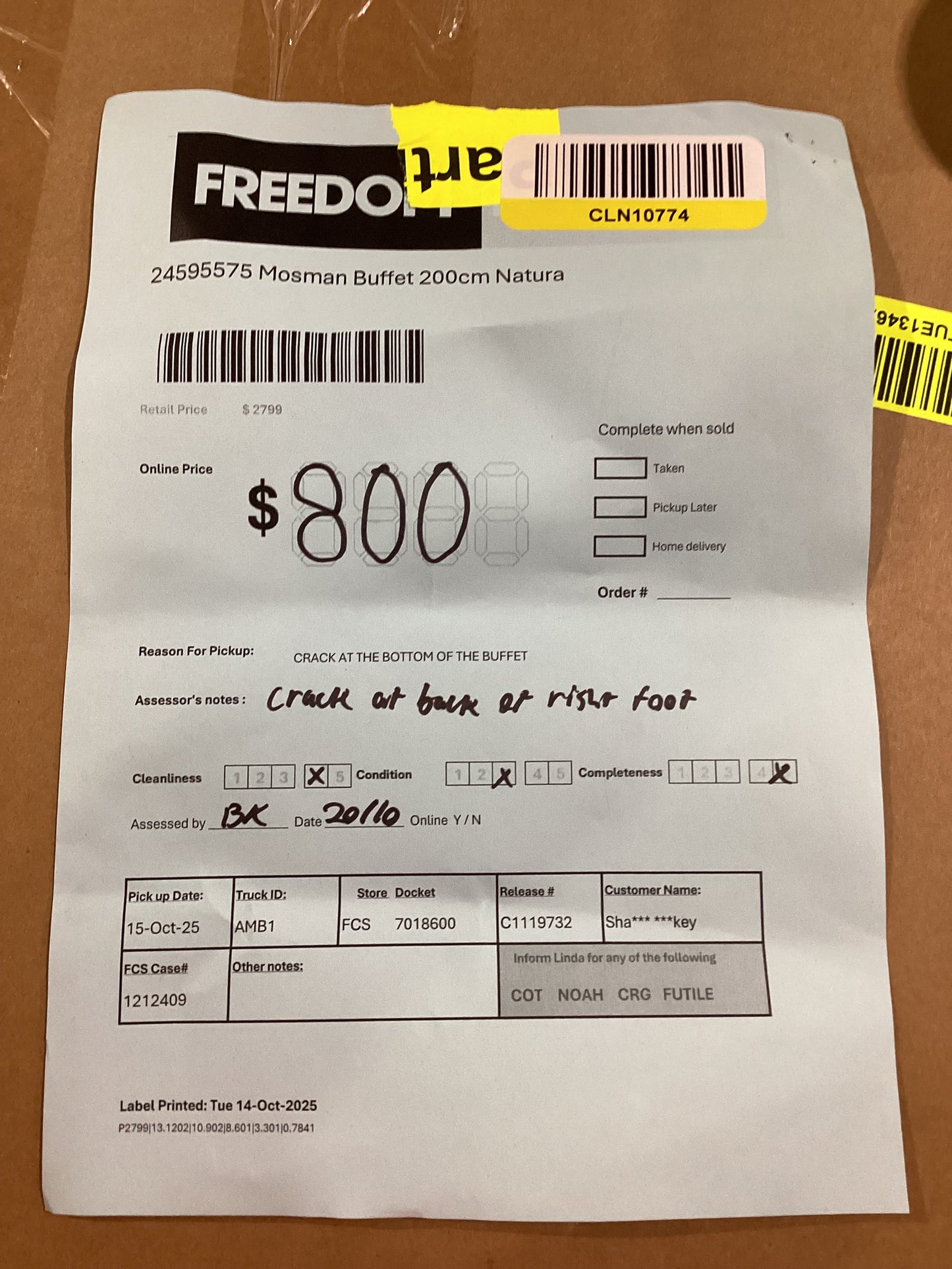 NSW CLN10774 Mosman Buffet 200cm Natural