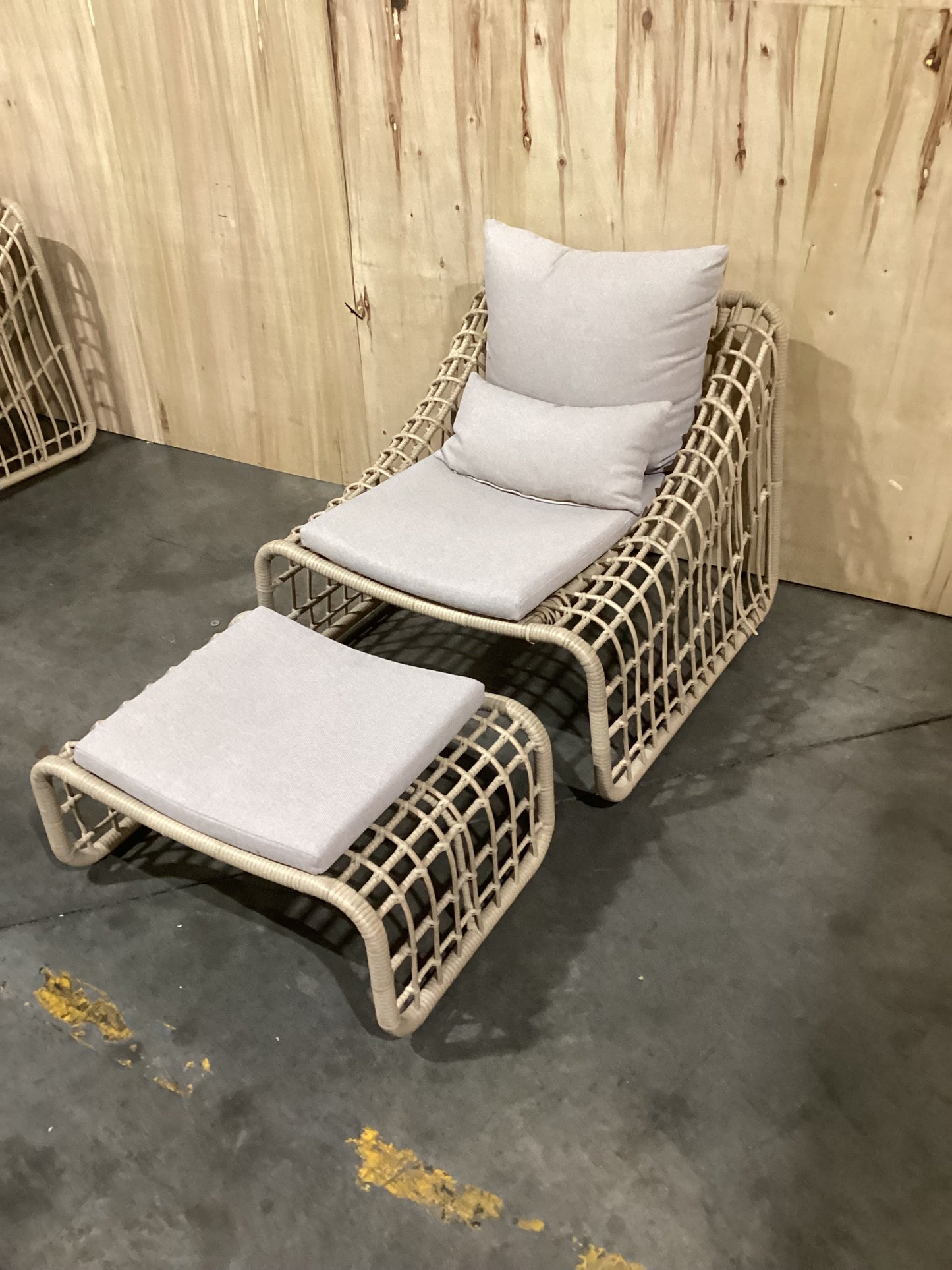 Adri Outdoor Living Package Chair + Ottoman Olefin Natural