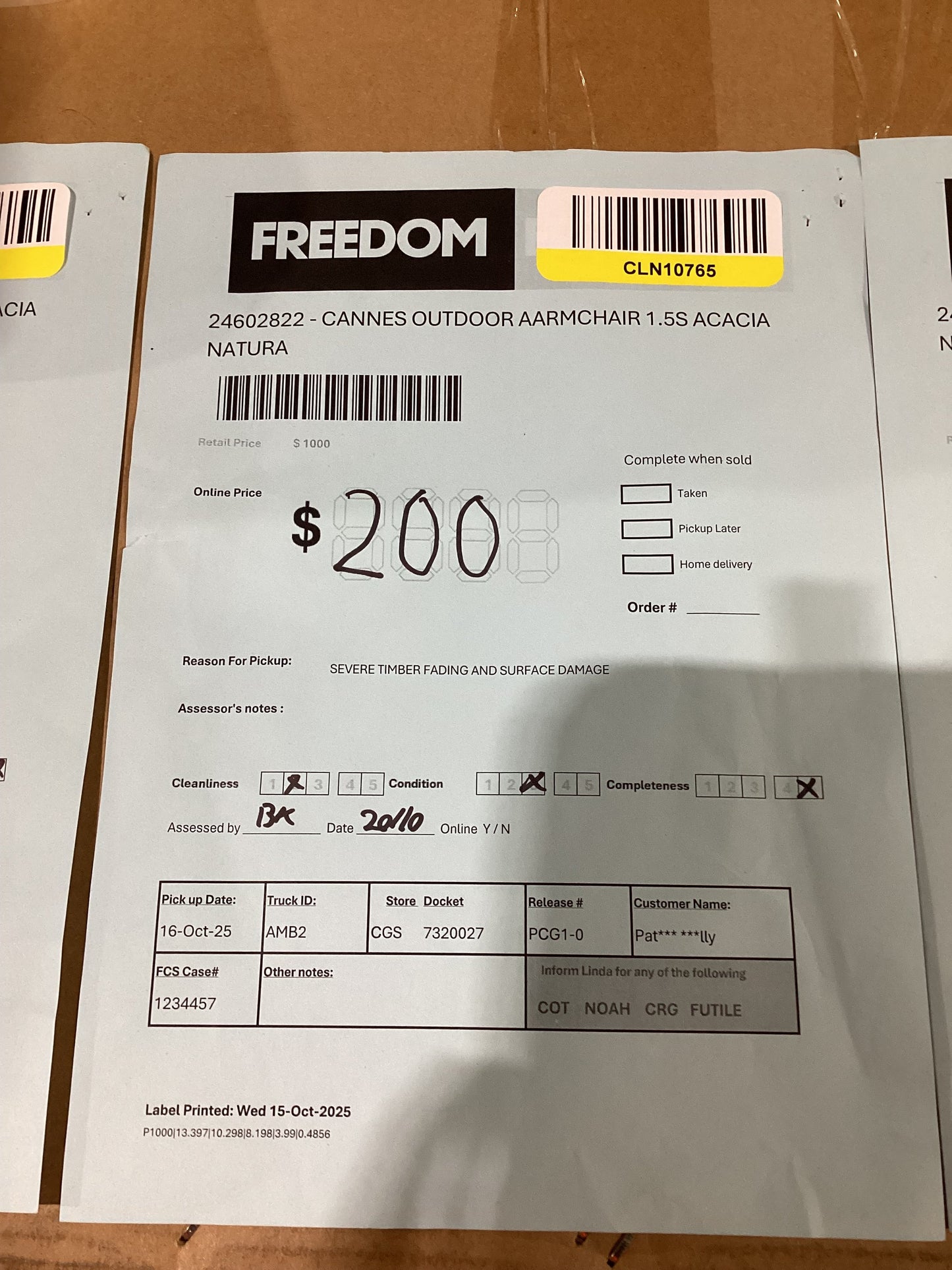 NSW CLN10765 Cannes Outdoor Armchair 1.5S Acacia Natural