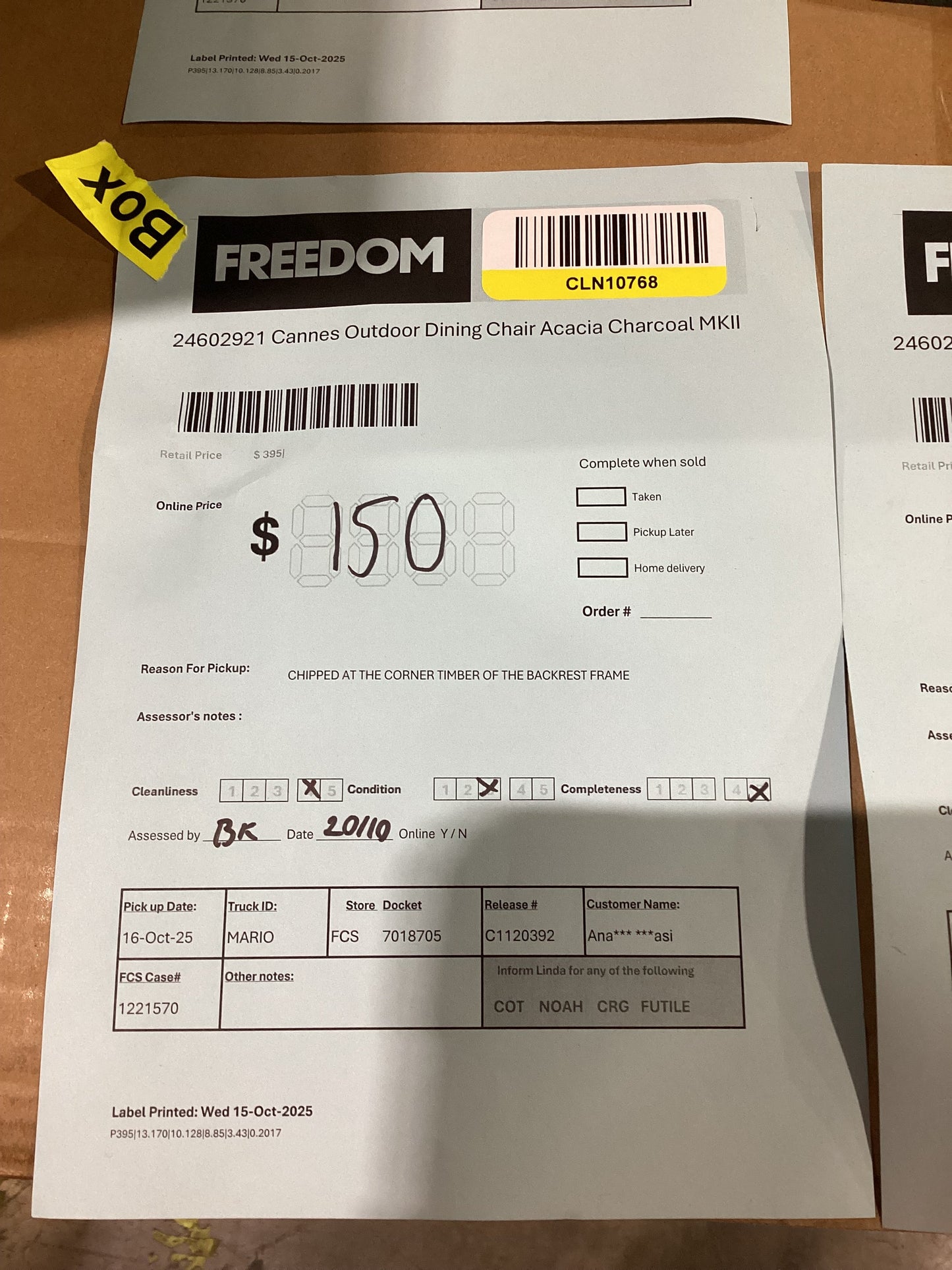 NSW CLN10768 Cannes Outdoor Dining Chair Acacia Charcoal MKII